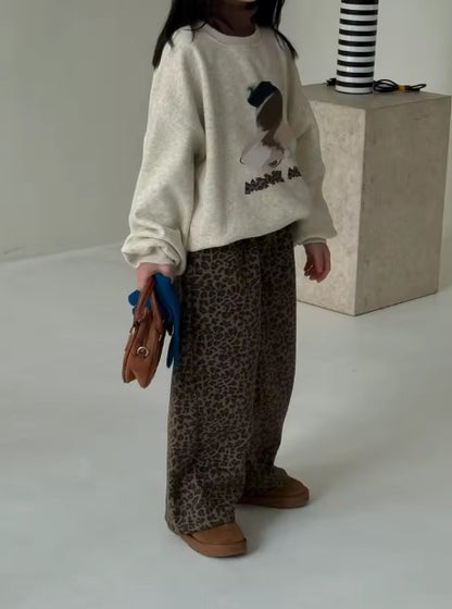 Animal print wide leg trousers