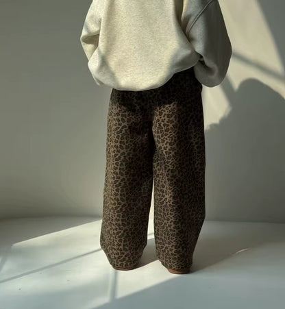 Animal print wide leg trousers